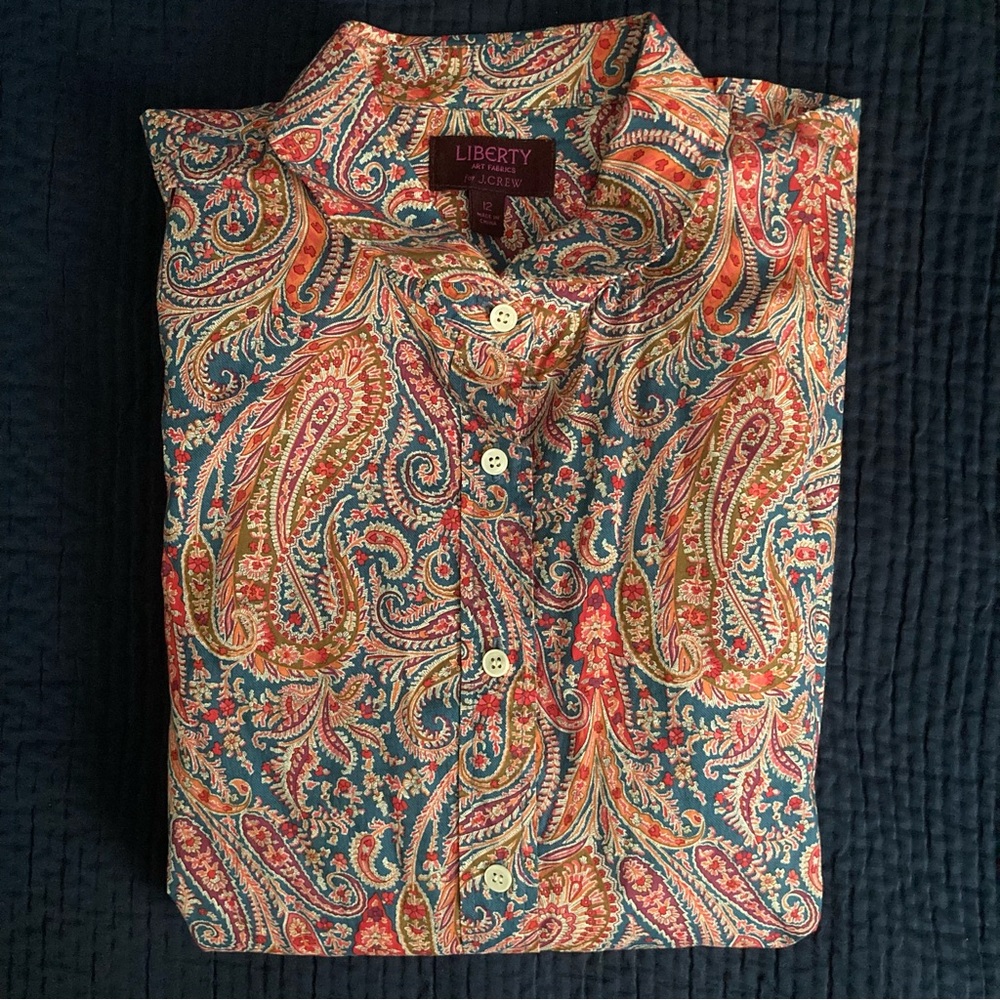 Liberty for J. Crew Paisley Button Down Shirt - size 12
